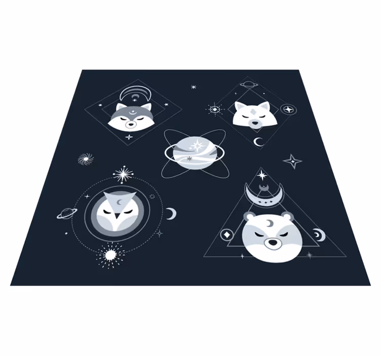 Cosmic Animal Faces kids rug - TenStickers