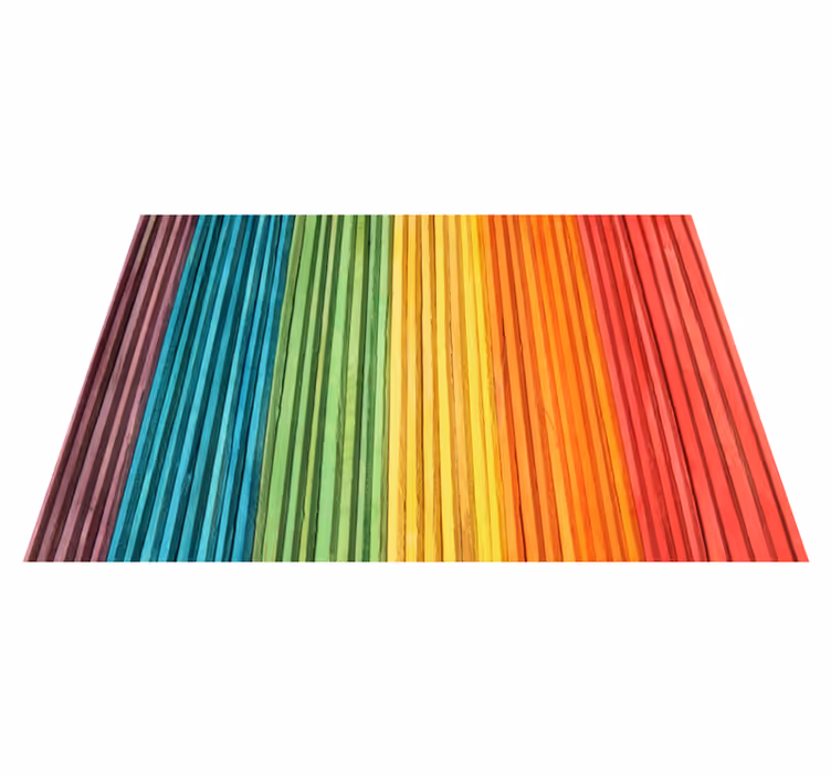 Rainbow striped layers wood effect rug - TenStickers