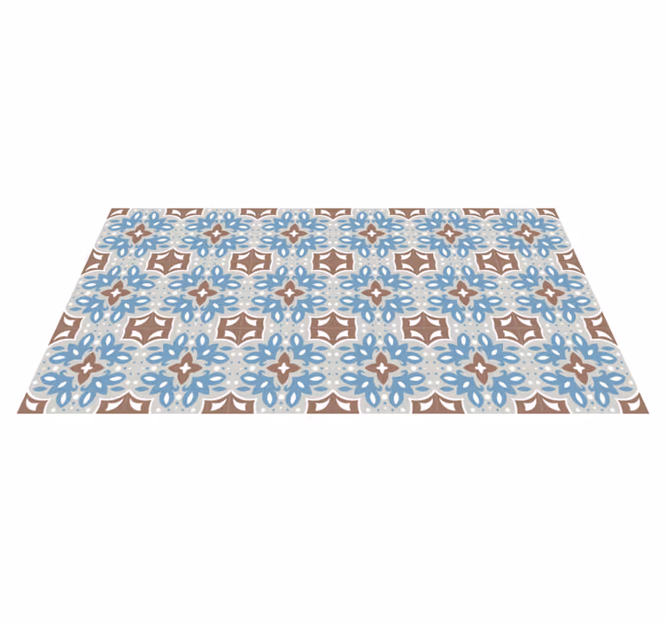 Floral blue pattern kitchen mat - TenStickers