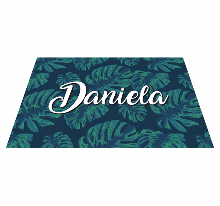 Tropical leaves with name teenage bedroom rug - TenStickers