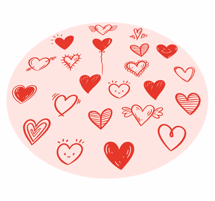 Heart illustration teenage bedroom rug - TenStickers