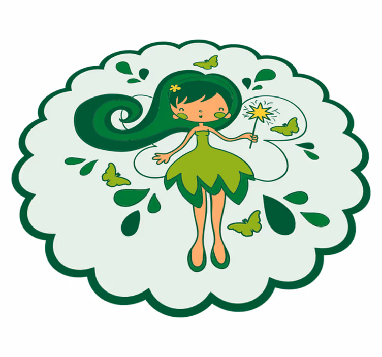 Green fairy character kids carpet - TenStickers
