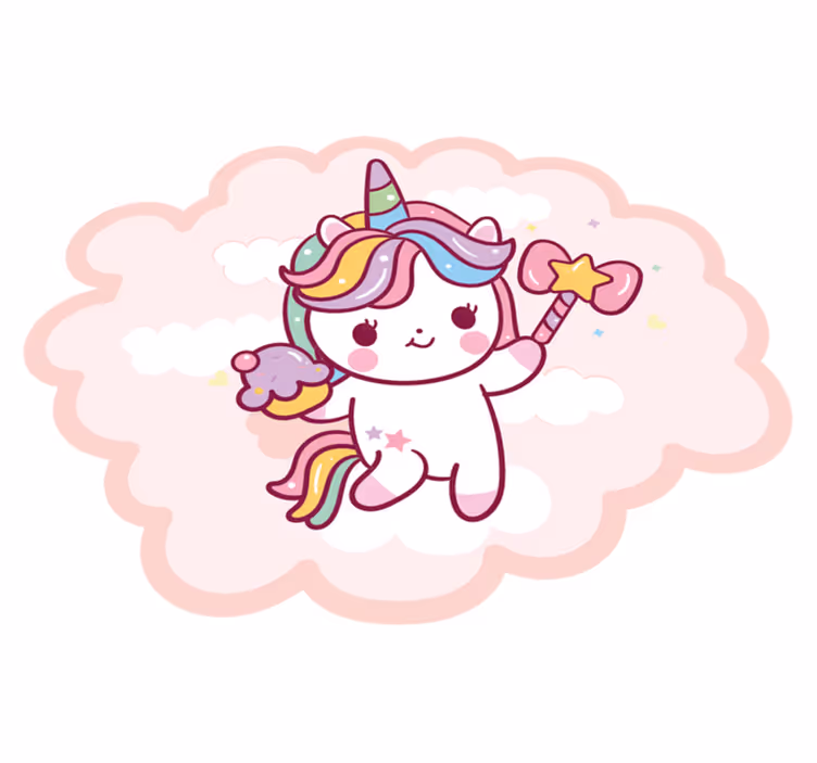 Baby unicorn with wand kids carpet - TenStickers
