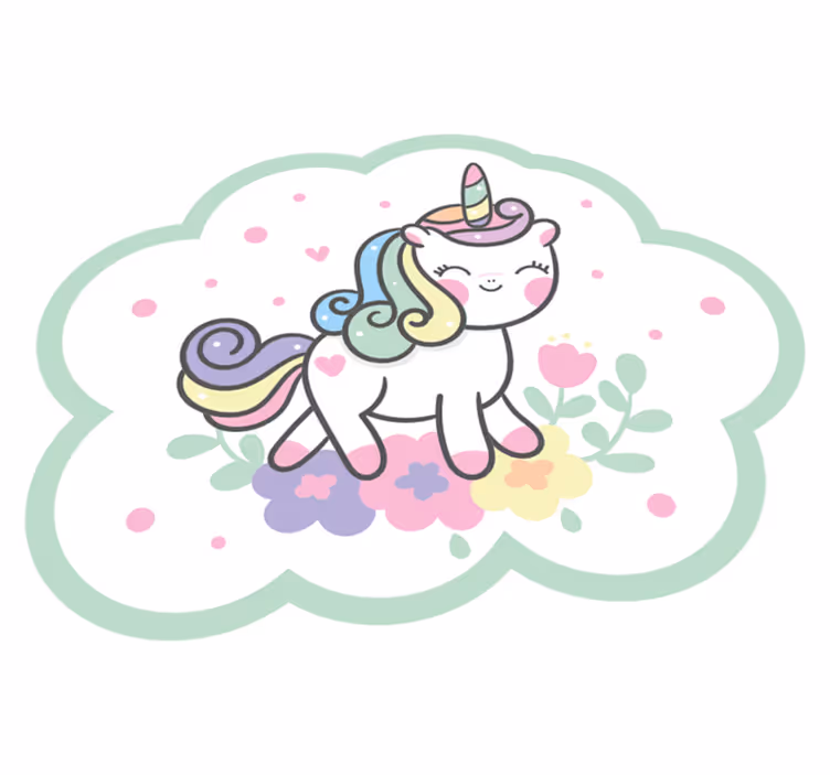 Cute Unicorn Illustration kids carpet - TenStickers