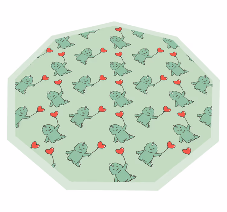 Green dragons with hearts kids carpet - TenStickers