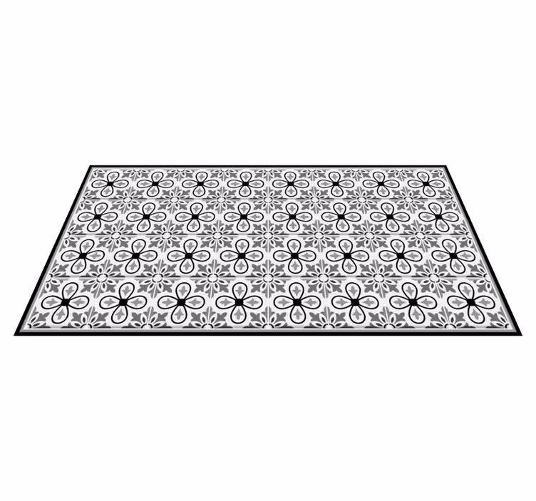Portugal black and white kitchen vinyl rug - TenStickers