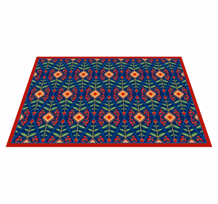Geometric rug with botanical geometric pattern - TenStickers