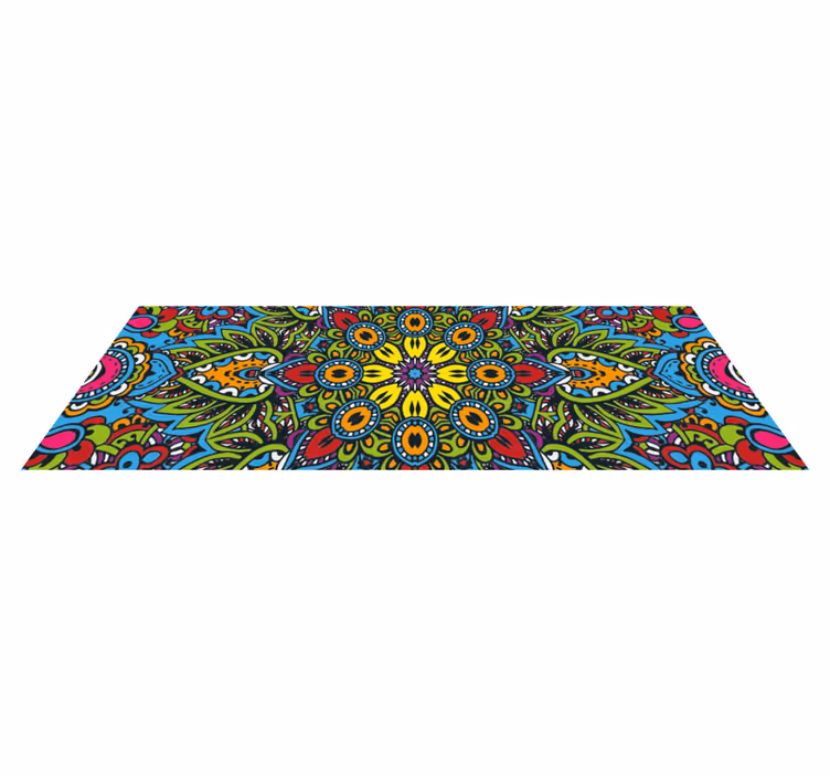 Vibrant Floral Patterns mandala rug - TenStickers