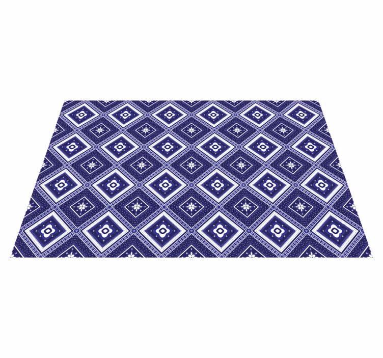 Blue diamond motif tile carpet - TenStickers