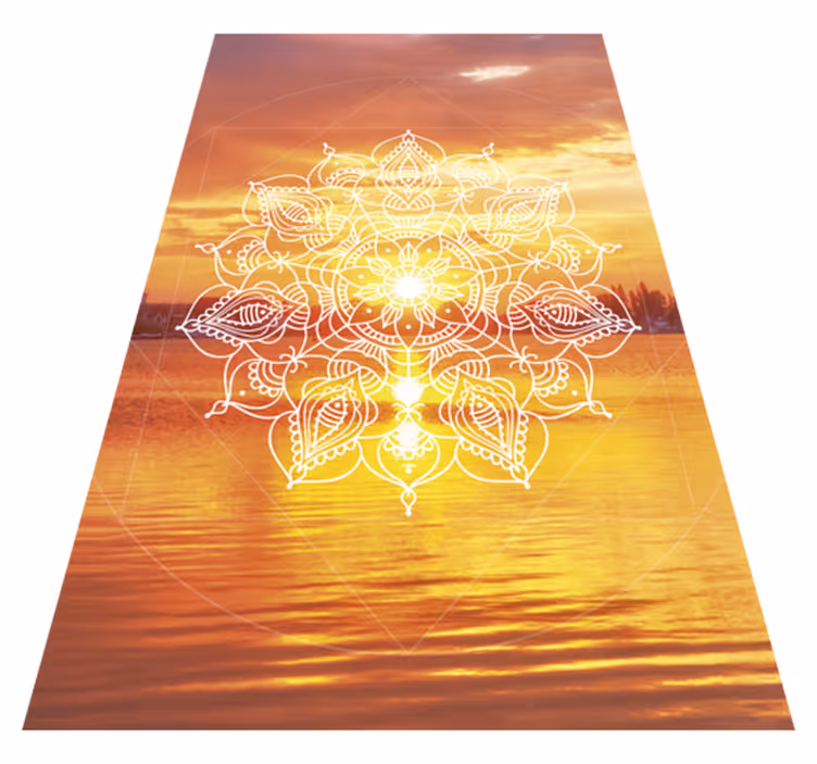 Bright orange design mandala rug - TenStickers