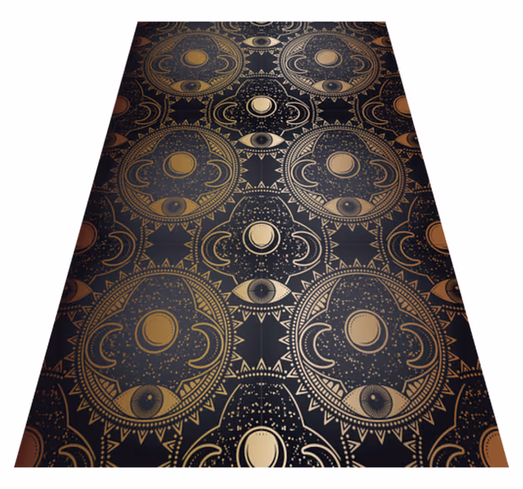 Celestial black motif mandala rug - TenStickers