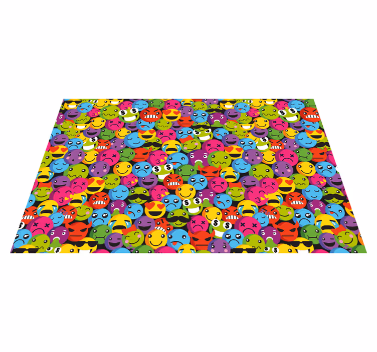 Colorful emoji expressions teenage bedroom rug - TenStickers