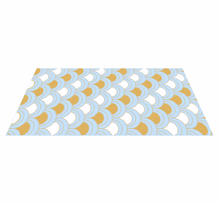 Blue curved pattern geometric rug - TenStickers
