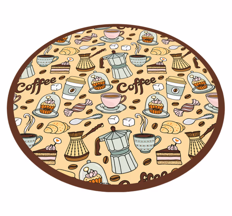 Round coffee design kitchen mat - TenStickers