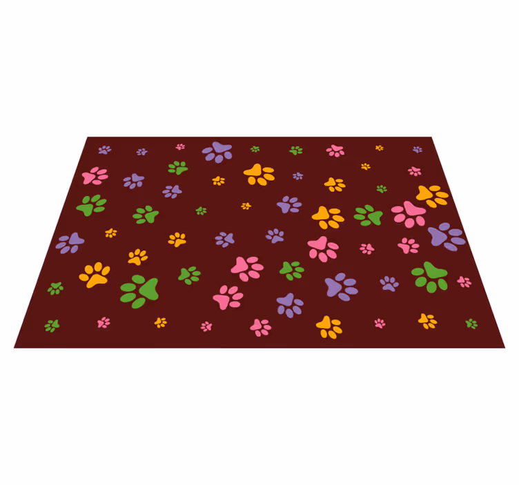 Colorful Paw Patterns animal print rug - TenStickers