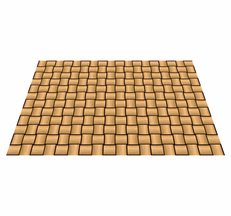 Brown tile pattern wood effect rug - TenStickers