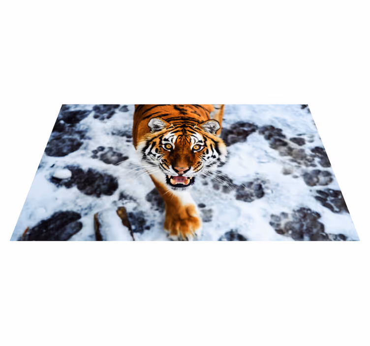 Fierce tiger stance animal mat - TenStickers