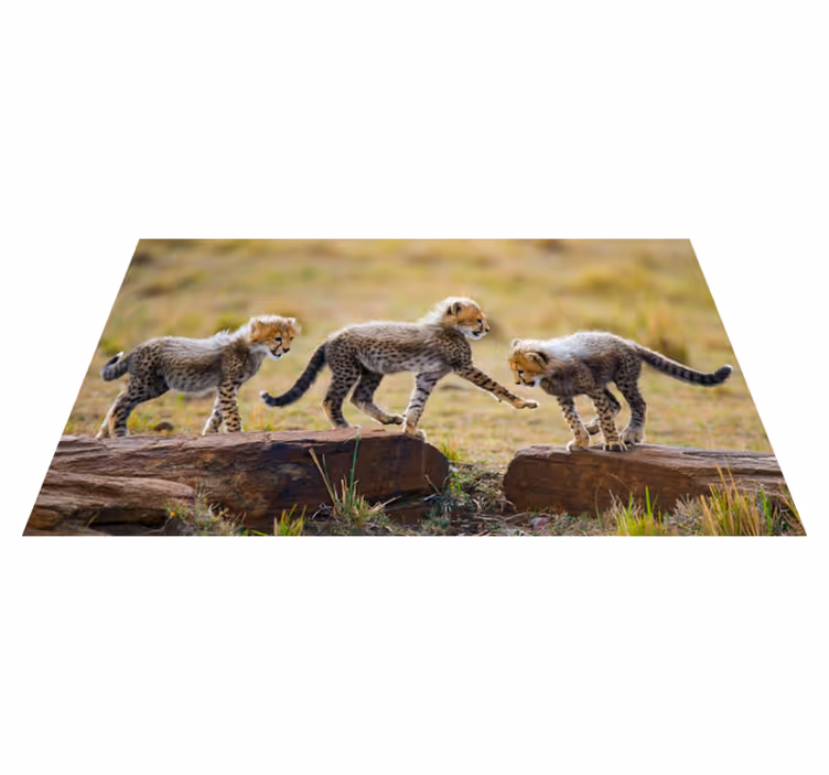 Cheetah cubs adventure animal mat - TenStickers