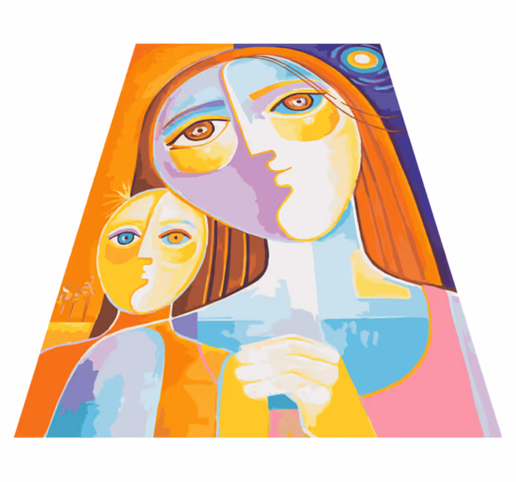 Colorful Abstract Faces mosaic rug - TenStickers