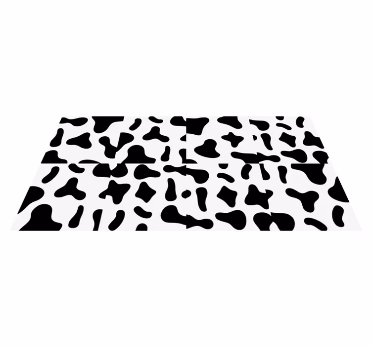 White cow tiles animal print vinyl rug - TenStickers