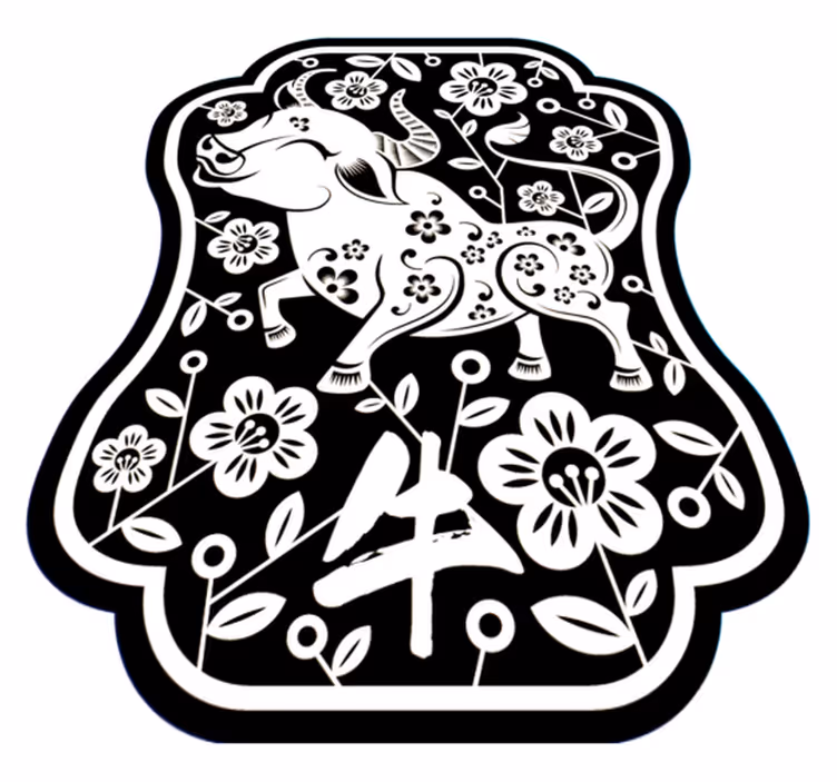 Elegant floral bull animal mat - TenStickers