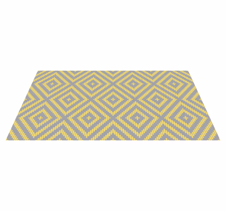 Yellow and gray square pattern geometric rug - TenStickers