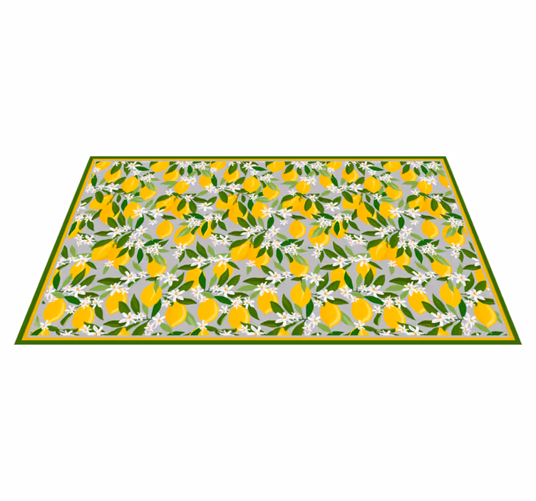 Lemon tree frame floral vinyl rug - TenStickers