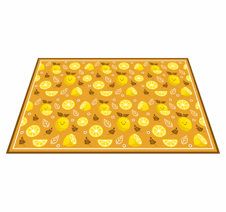Cheerful Lemon Slice kitchen vinyl mat - TenStickers