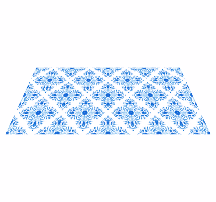 Azure Botanical Motif mosaic rug - TenStickers