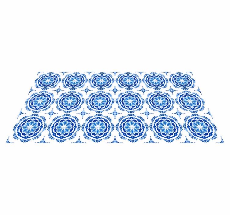 Azure blossom motifs kitchen mat - TenStickers