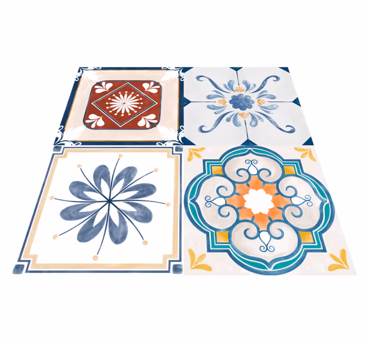 Vintage four tiles  tile carpet - TenStickers