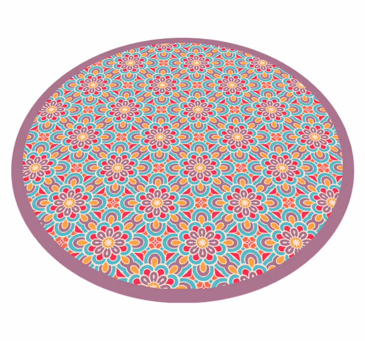 Mandala rug with lively floral design - TenStickers