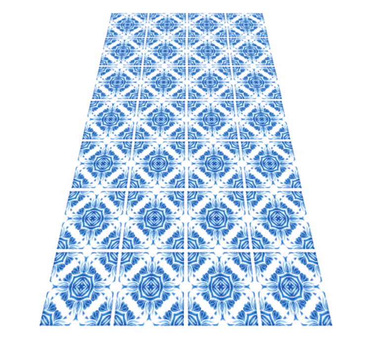 Classic Blue Pattern stone effect rug - TenStickers
