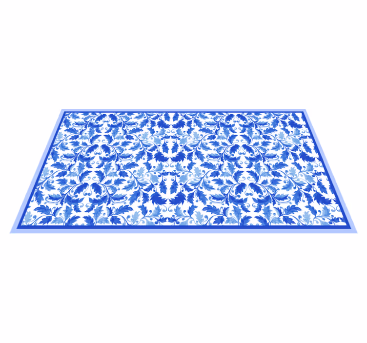 Blue Floral Patterns texture rug - TenStickers