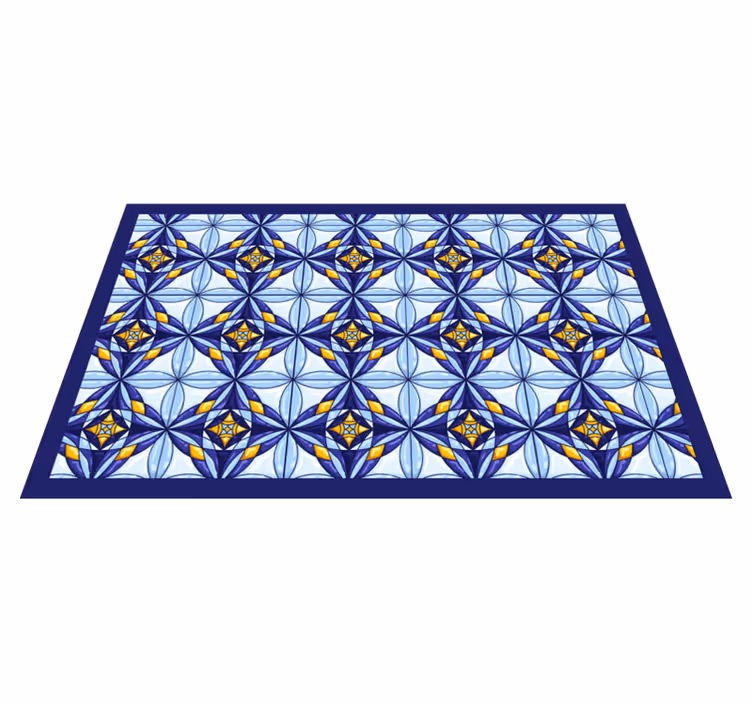 Vibrant blue pattern tile carpet - TenStickers