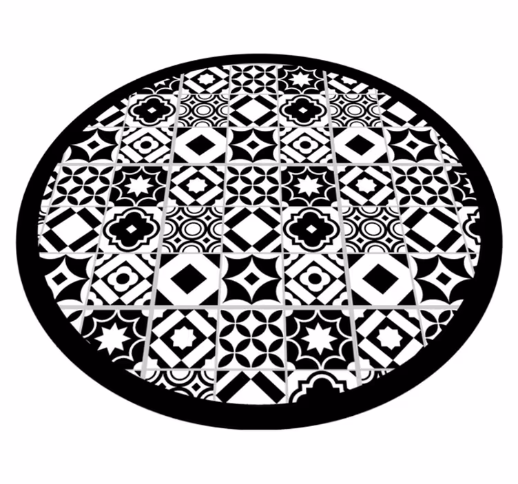 Mosaic rug in monochrome design - TenStickers