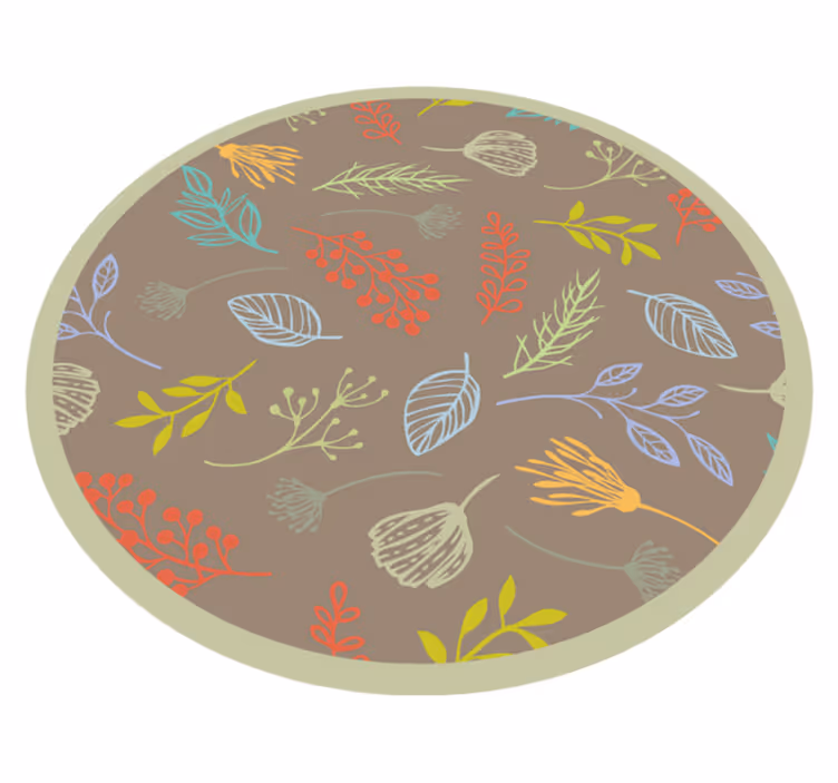 Botanical Leaf Print floral rug - TenStickers
