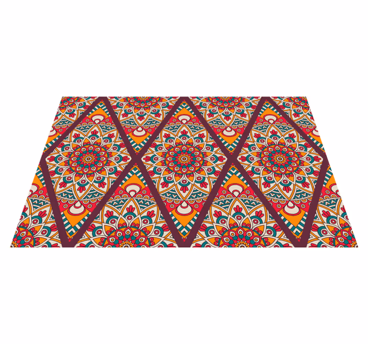 Colorful tile motif mandala rug - TenStickers