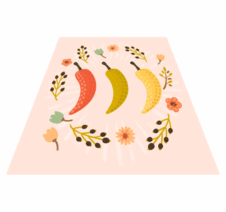 Colorful chili peppers kitchen mat - TenStickers