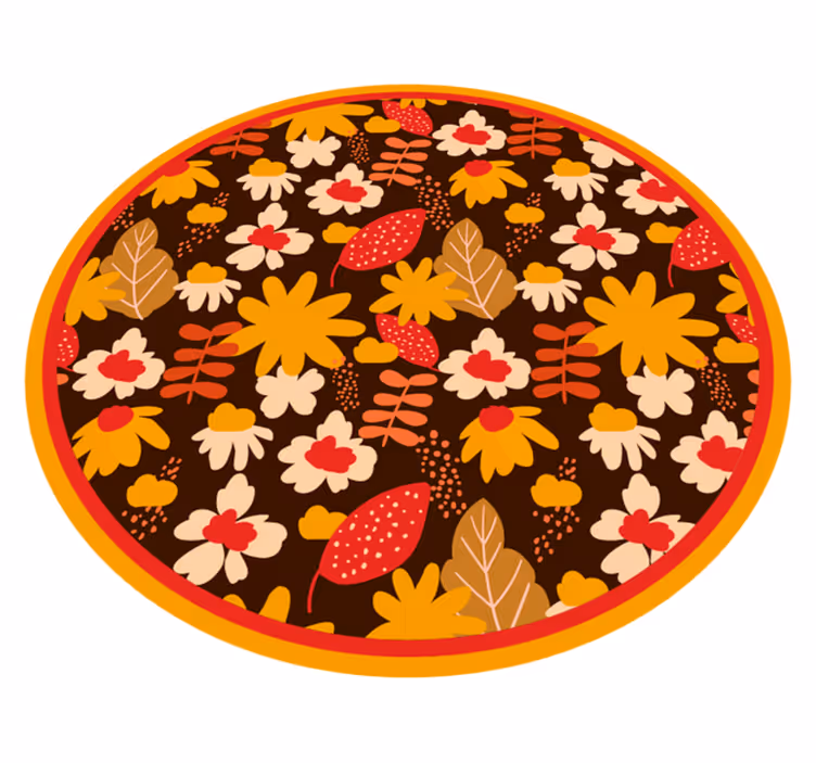 70s pop flower power retro vinyl rug - TenStickers