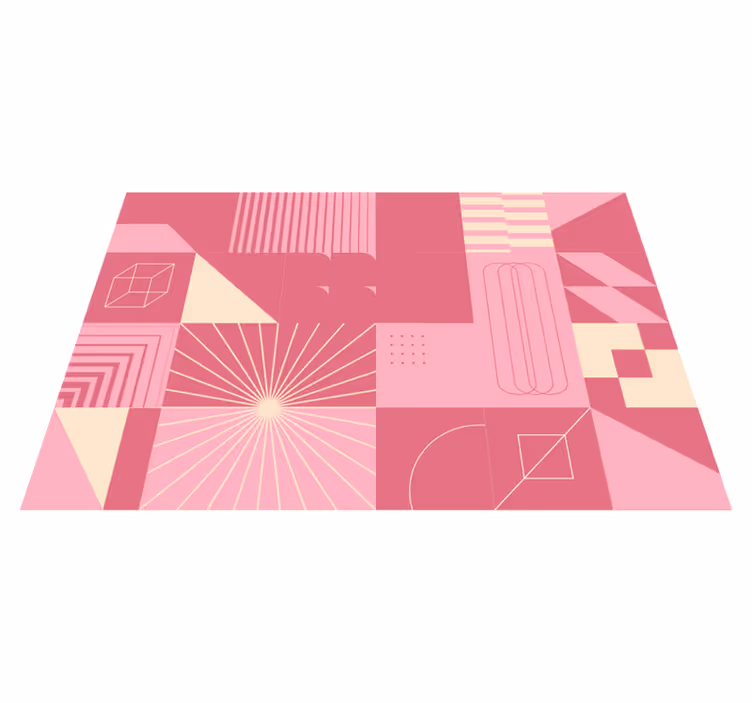 Geometric pink patterns modern rug - TenStickers