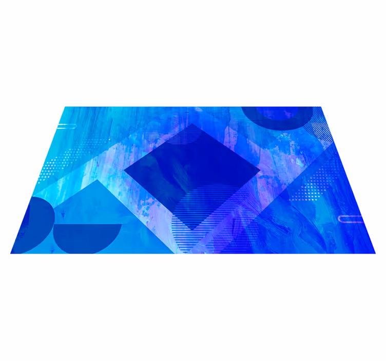 Blue Geometric Motifs minimalistic rug - TenStickers