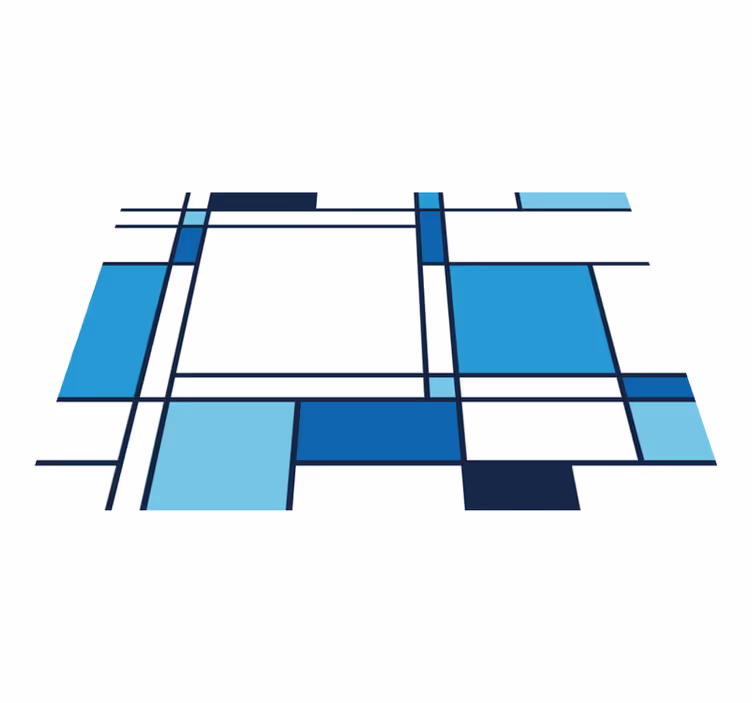 Blue geometric motif modern rug - TenStickers