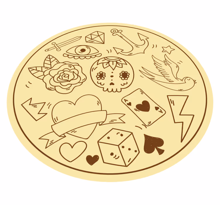 Tattoo symbols teenage bedroom rug - TenStickers