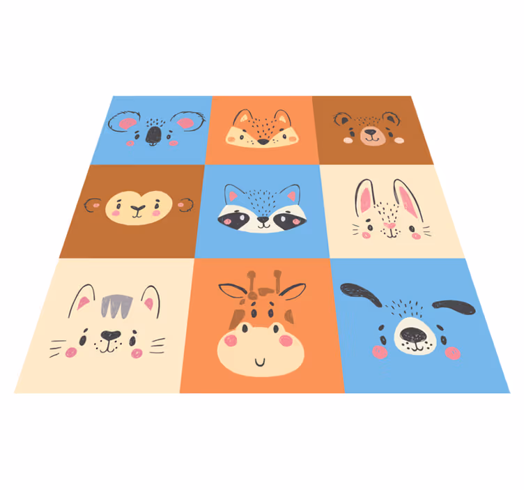 Baby animals tiles kids rug - TenStickers
