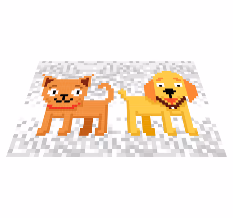 Pixelated Pet Friends kids rug - TenStickers