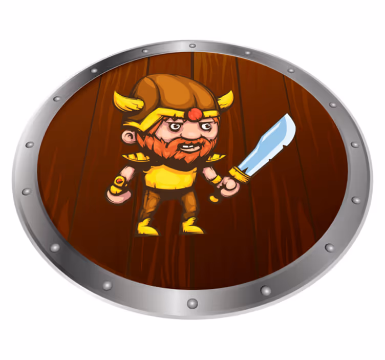 Viking warrior on brown surface kids rug - TenStickers