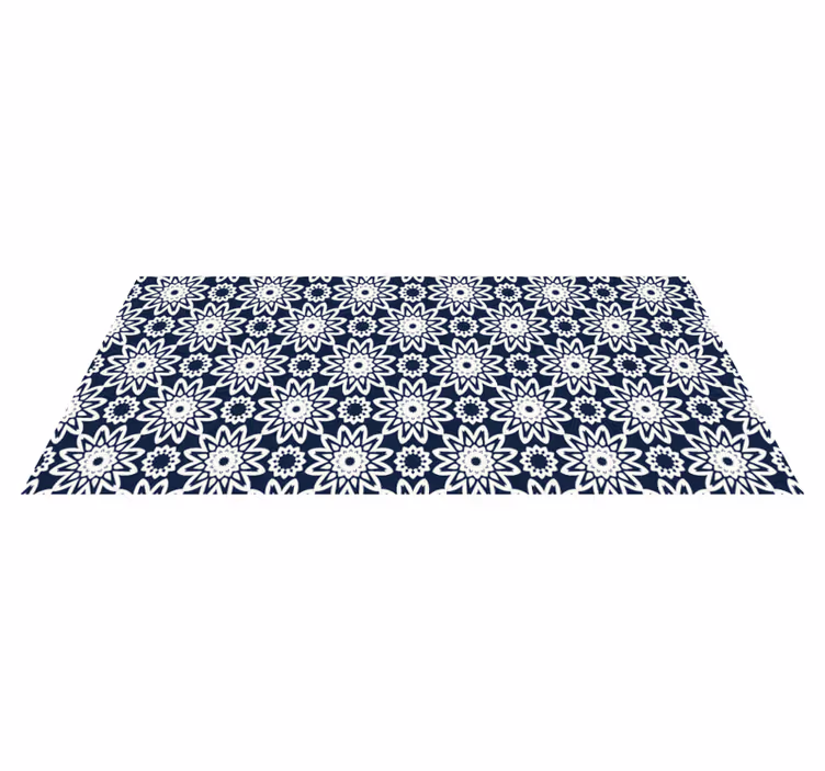 Navy floral design kitchen mat - TenStickers