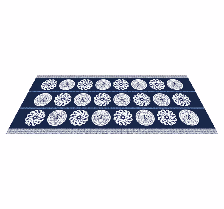 Navy blue patterns mandala rug - TenStickers