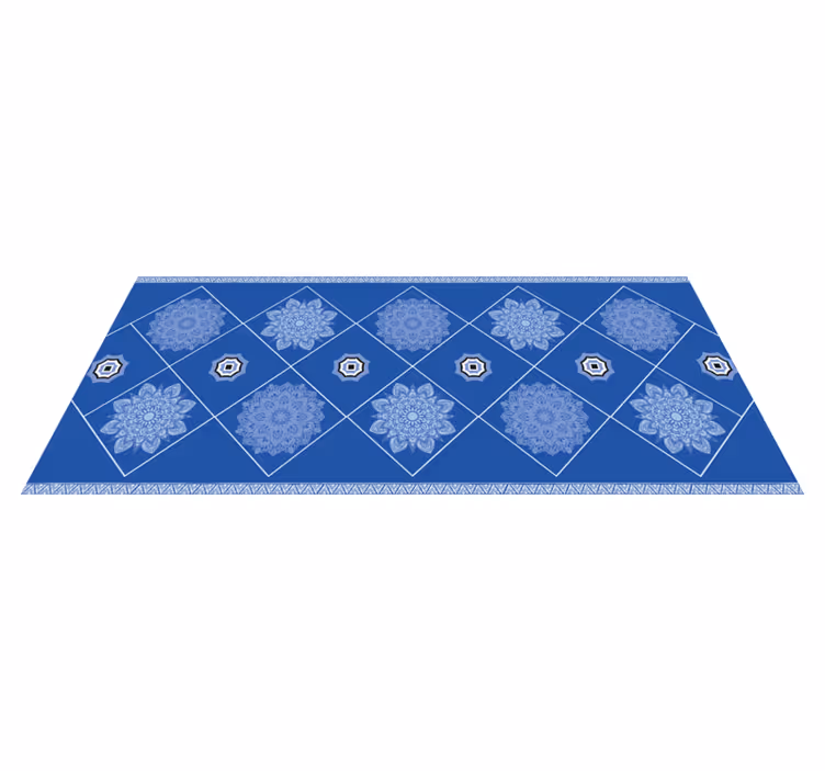 Blue floral elements bathroom mat - TenStickers